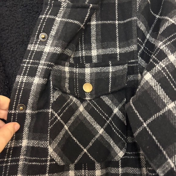 Amazon Dokotoo Womens Plaid Shacket Jacket Long Sleeve Button Down Fleece Hooded - Picture 6 of 9